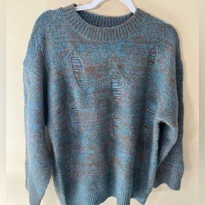 Reclaimed Vintage unisex oversized sweater with laddering in twist yarn medium